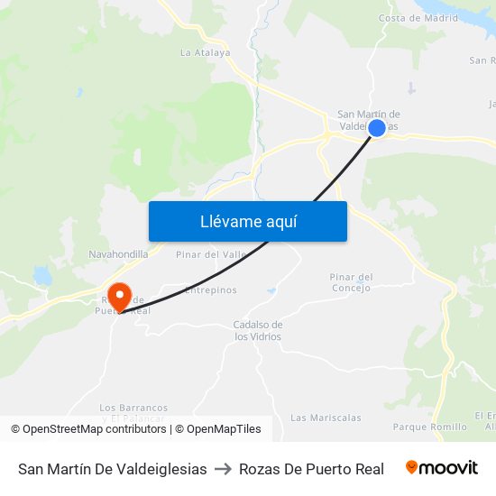 San Martín De Valdeiglesias to Rozas De Puerto Real map