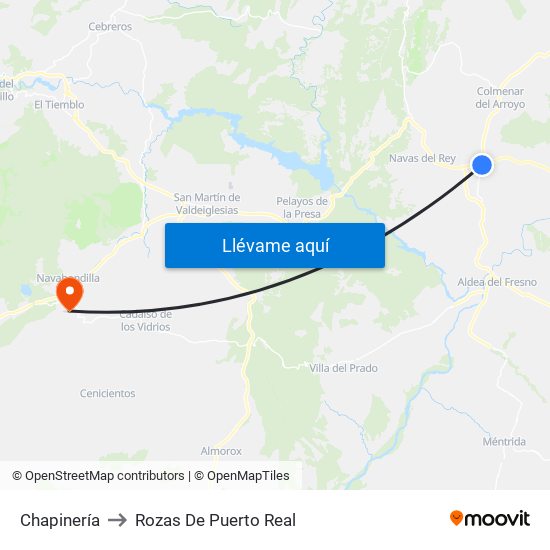 Chapinería to Rozas De Puerto Real map