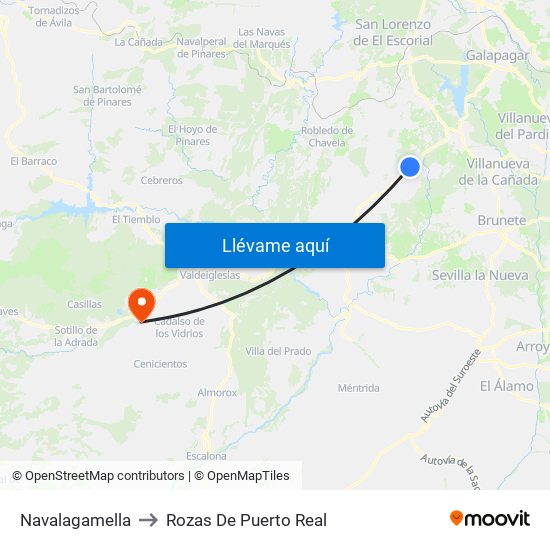 Navalagamella to Rozas De Puerto Real map