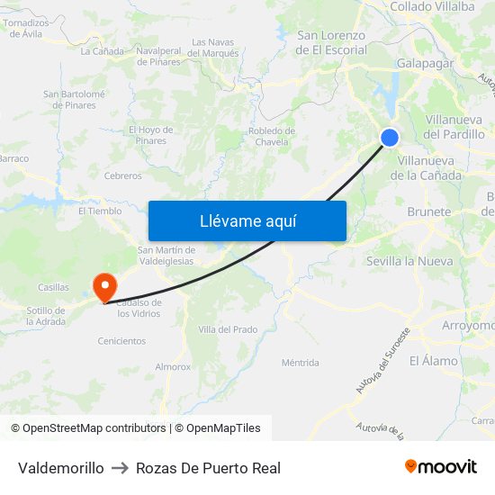 Valdemorillo to Rozas De Puerto Real map