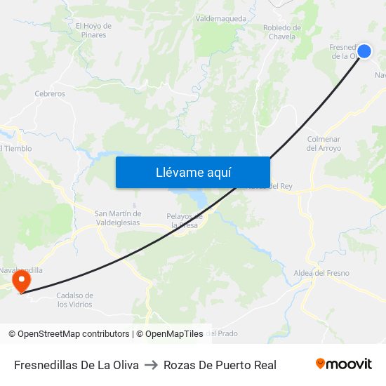 Fresnedillas De La Oliva to Rozas De Puerto Real map