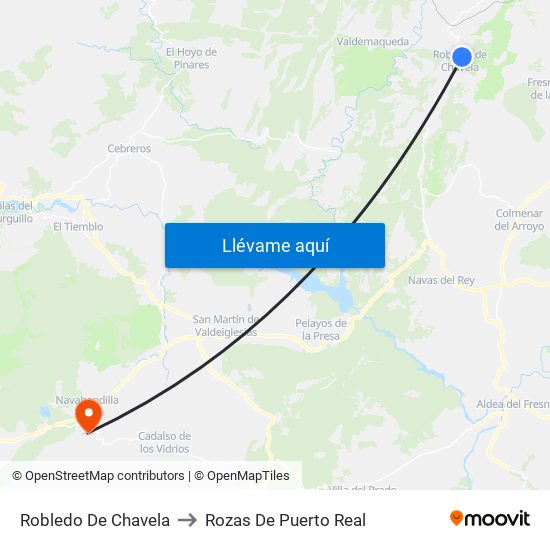 Robledo De Chavela to Rozas De Puerto Real map