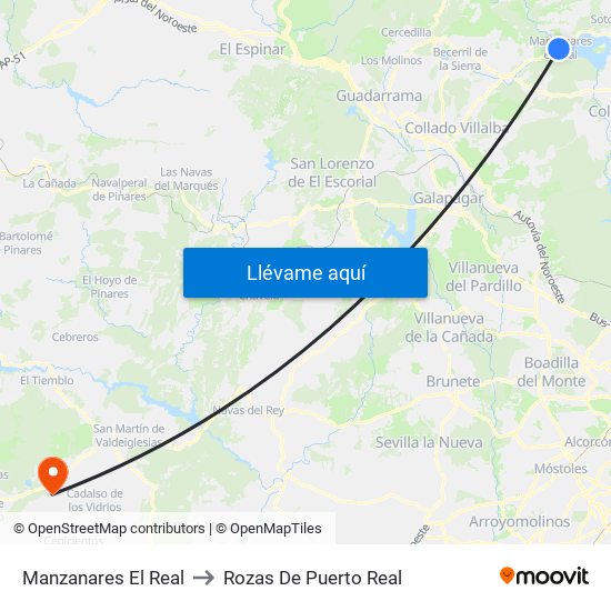 Manzanares El Real to Rozas De Puerto Real map