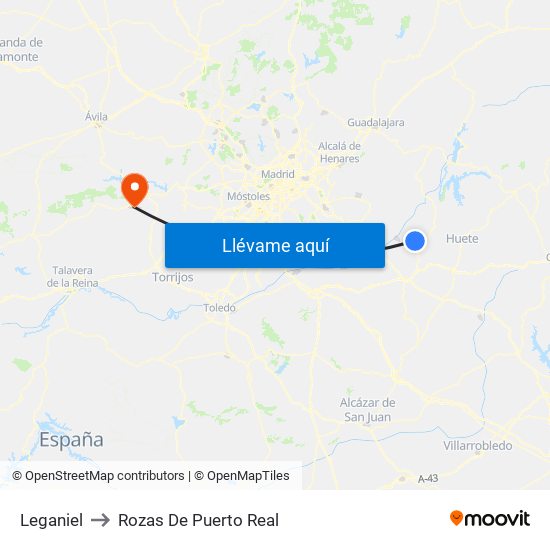 Leganiel to Rozas De Puerto Real map