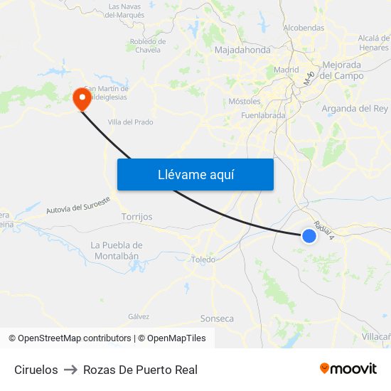 Ciruelos to Rozas De Puerto Real map