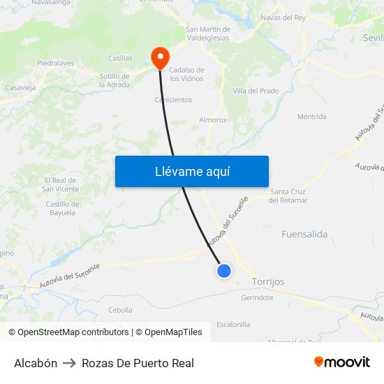 Alcabón to Rozas De Puerto Real map