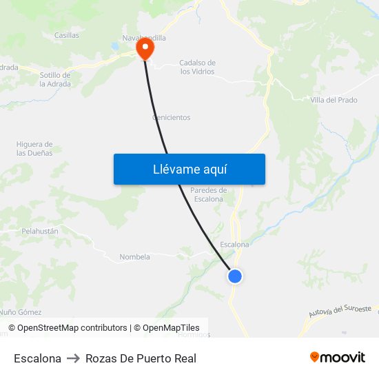 Escalona to Rozas De Puerto Real map