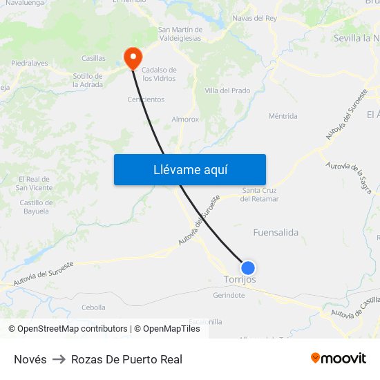 Novés to Rozas De Puerto Real map