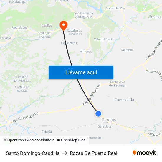 Santo Domingo-Caudilla to Rozas De Puerto Real map