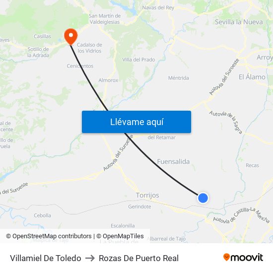 Villamiel De Toledo to Rozas De Puerto Real map