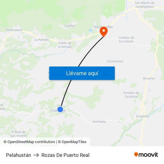 Pelahustán to Rozas De Puerto Real map