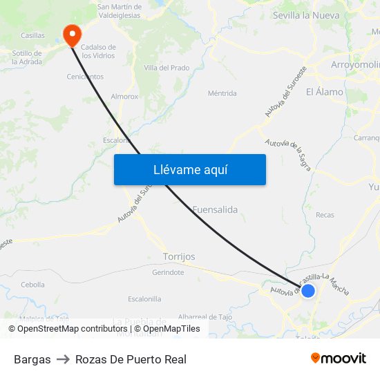 Bargas to Rozas De Puerto Real map