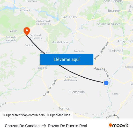 Chozas De Canales to Rozas De Puerto Real map