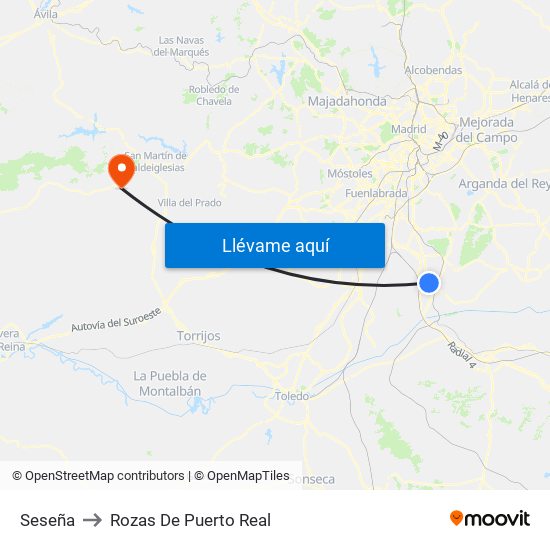 Seseña to Rozas De Puerto Real map