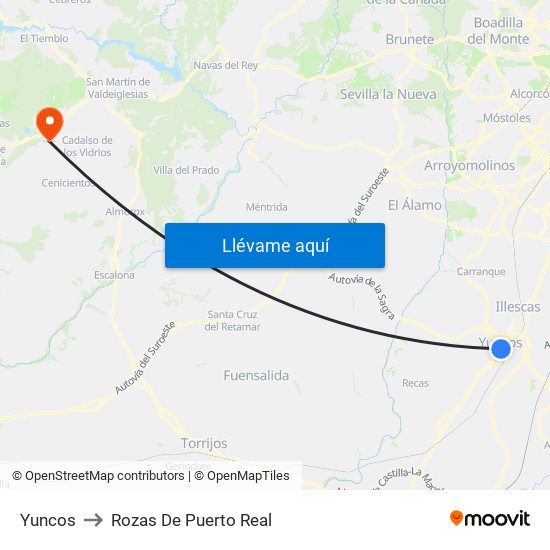 Yuncos to Rozas De Puerto Real map