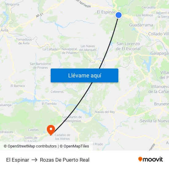 El Espinar to Rozas De Puerto Real map