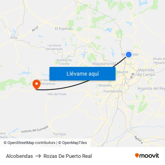 Alcobendas to Rozas De Puerto Real map