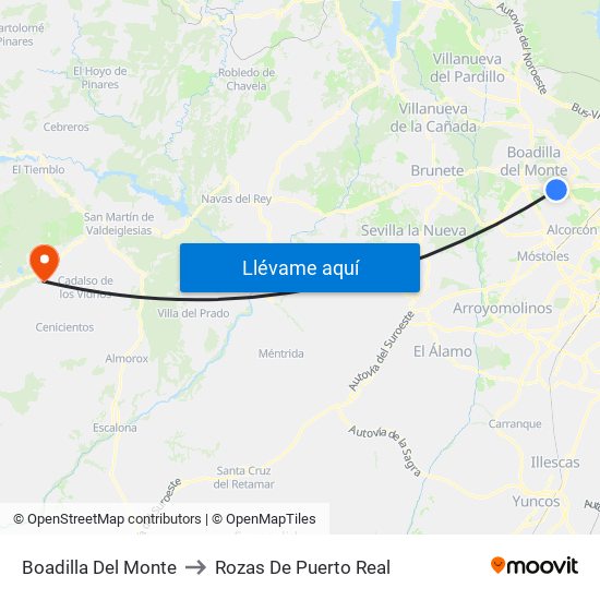 Boadilla Del Monte to Rozas De Puerto Real map