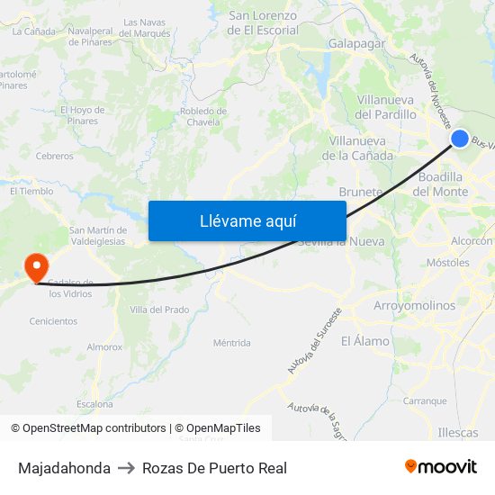 Majadahonda to Rozas De Puerto Real map
