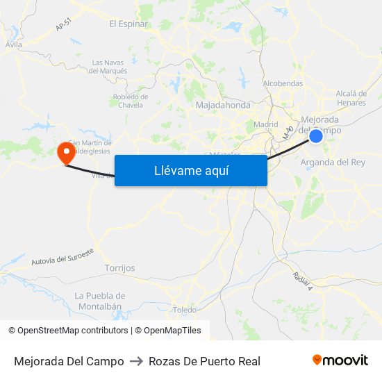 Mejorada Del Campo to Rozas De Puerto Real map