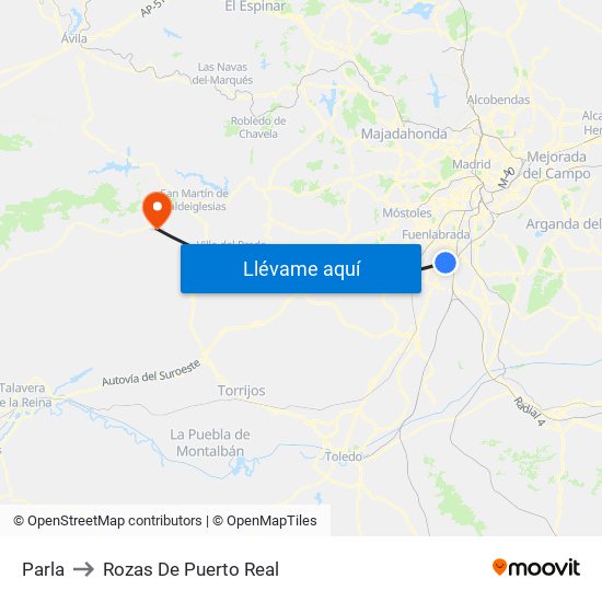 Parla to Rozas De Puerto Real map