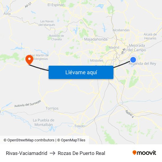 Rivas-Vaciamadrid to Rozas De Puerto Real map