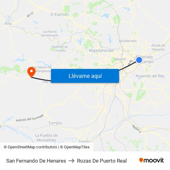 San Fernando De Henares to Rozas De Puerto Real map