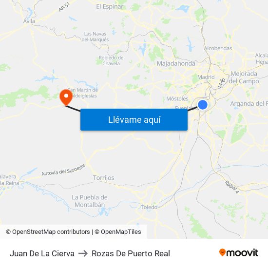 Juan De La Cierva to Rozas De Puerto Real map