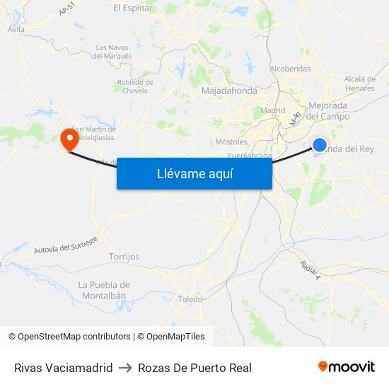 Rivas Vaciamadrid to Rozas De Puerto Real map