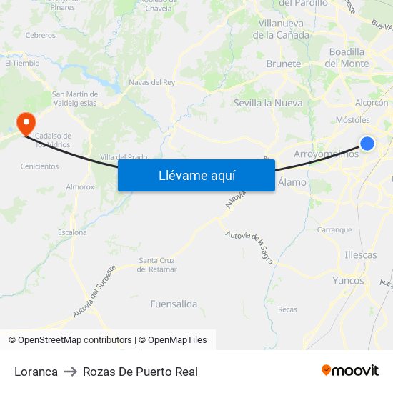 Loranca to Rozas De Puerto Real map