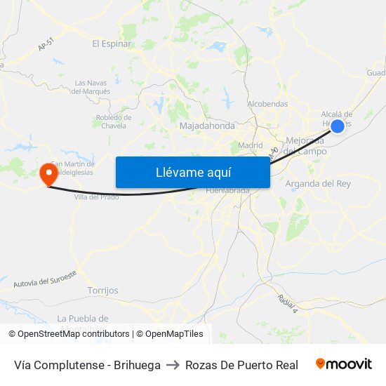 Vía Complutense - Brihuega to Rozas De Puerto Real map