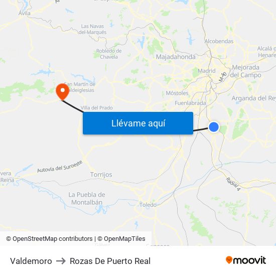 Valdemoro to Rozas De Puerto Real map
