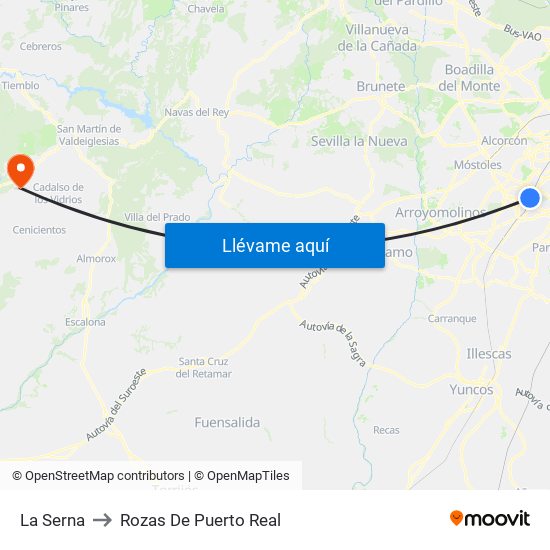 La Serna to Rozas De Puerto Real map