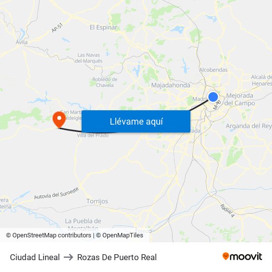 Ciudad Lineal to Rozas De Puerto Real map
