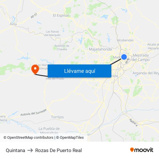 Quintana to Rozas De Puerto Real map