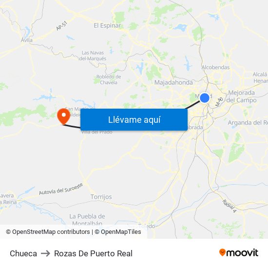 Chueca to Rozas De Puerto Real map