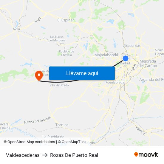 Valdeacederas to Rozas De Puerto Real map