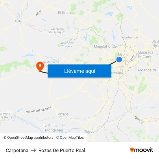 Carpetana to Rozas De Puerto Real map