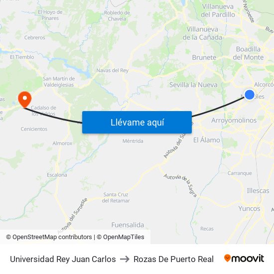 Universidad Rey Juan Carlos to Rozas De Puerto Real map