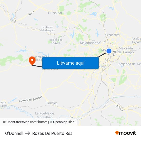O'Donnell to Rozas De Puerto Real map