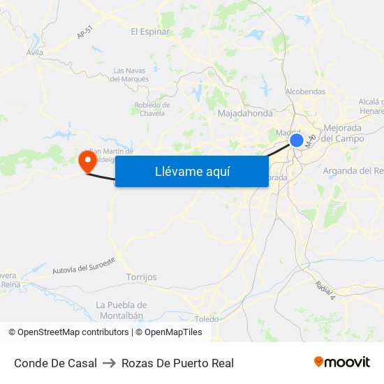 Conde De Casal to Rozas De Puerto Real map