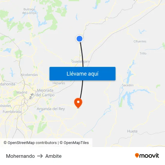 Mohernando to Ambite map