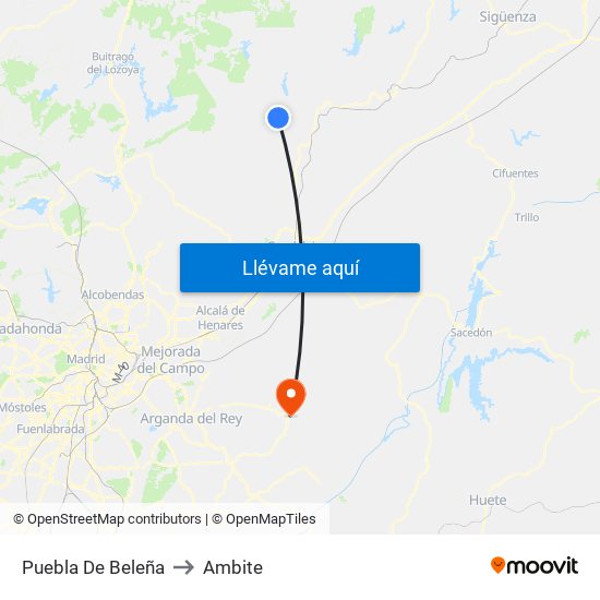 Puebla De Beleña to Ambite map