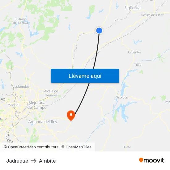Jadraque to Ambite map