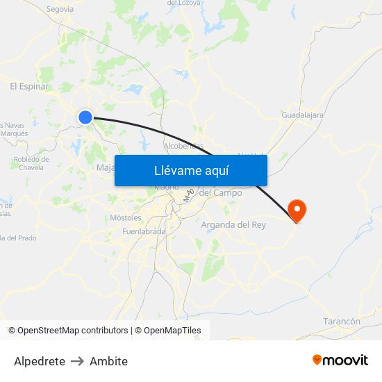 Alpedrete to Ambite map