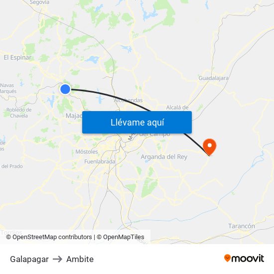 Galapagar to Ambite map
