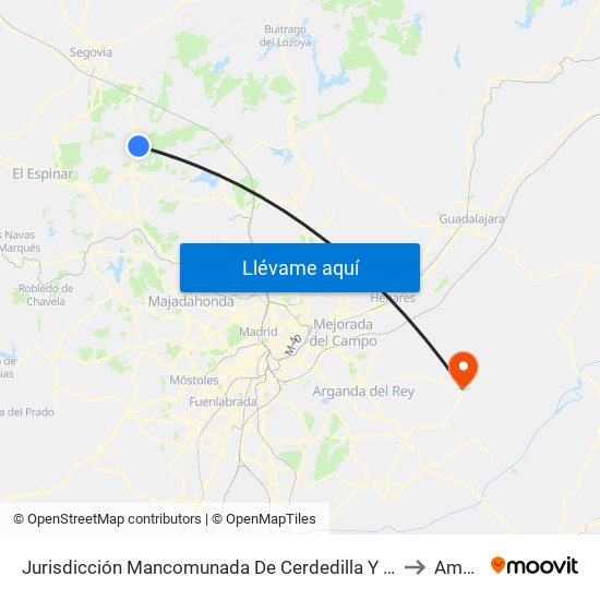 Jurisdicción Mancomunada De Cerdedilla Y Navacerrada to Ambite map