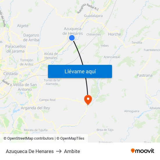 Azuqueca De Henares to Ambite map