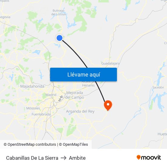 Cabanillas De La Sierra to Ambite map