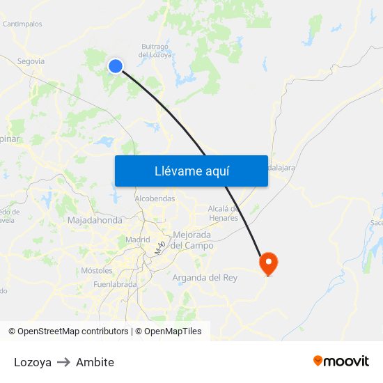 Lozoya to Ambite map